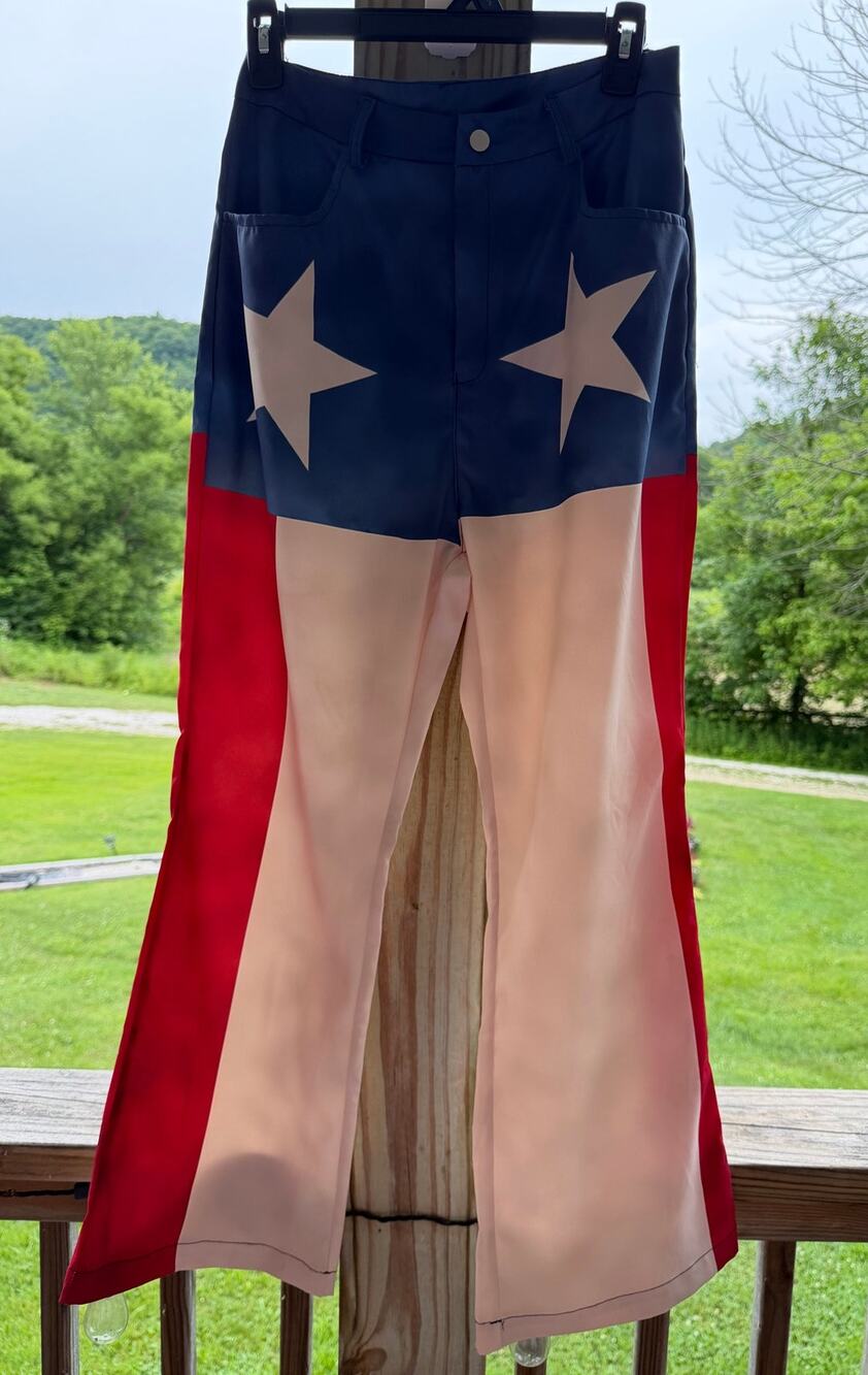 Americana Patriotic Western Rodeo Festival USA Statement Wide Leg Pants Size M